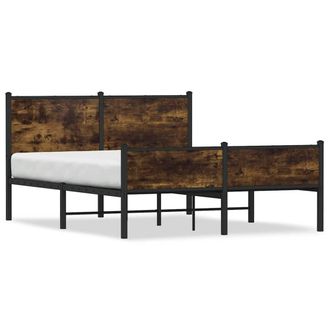 Berkfield Home Metal Bed Frame without Mattress Smoked Oak 140x190 cm in Brown