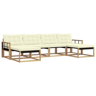 vidaXL Conjunto De Sof&aacute;s De Exterior Con Coj&iacute;n 6 Pcs Blanco Y Crema Vidaxl