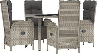vidaXL Set Comedor De Jard&iacute;n 5 Piezas Con Cojines Rat&aacute;n Sint&eacute;tico Gris Vidaxl