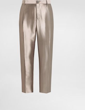 Dolce & Gabbana Silk Shantung Trousers - Man Pants And Shorts Beige Silk 44