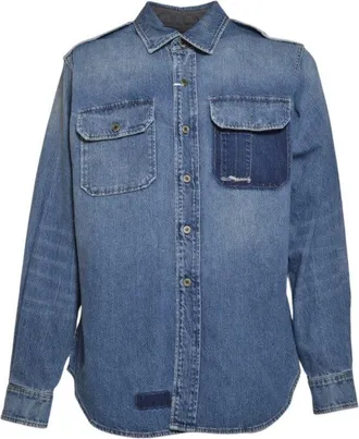Maison Margiela Classic Denim Shirt With Distressed Finish And Chest Pockets