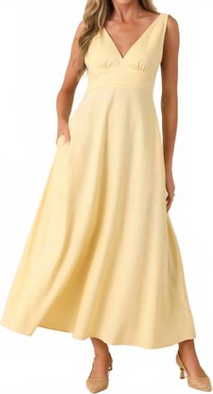 Minkpink Kaia Linen Blend Maxi Dress In Butter Yellow