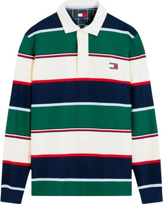 Tommy Jeans Polo Rugby Rilassata a Righe - - Tops - Uomo - Verde - XS