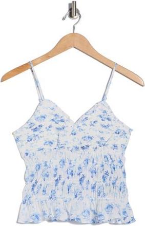 Madden Girl Floral Smocked Cotton Camisole in Blue Combo at Nordstrom Rack, Size X-Large