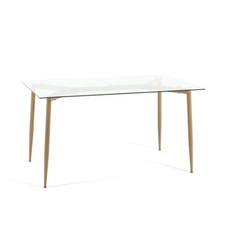 Siediti Fuori e Dentro Mesa rectangular 140x80 cm con tablero de vidrio y patas madera