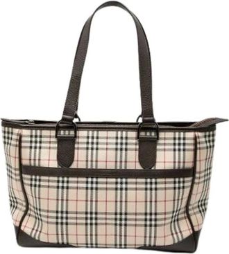 Burberry Pre-owned Tote Bags, female, Beige, Size: ONE SIZE Pre-owned Canvas Tote
