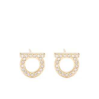 Ferragamo Crystal Gancini Stud Oorbellen - Dames - Oorbellen - Geel - ONE Size - Accessoires