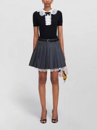 Self Portrait wool lace collar short sleeve knit top