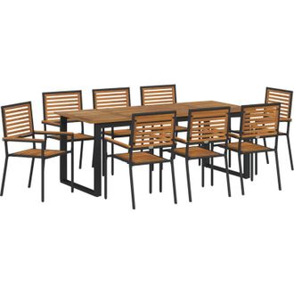 vidaXL Conjunto De Comedor De Jard&iacute;n 9 Pcs Negro Vidaxl