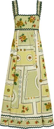 Alemais Alemais Dixie Printed Cotton-poplin Midi Dress - Yellow - 12 (UK12 / M)