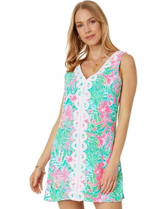 Lilly Pulitzer Ronnie Romper Womens Blue Flroal Side Slit Sleeveless GBO507