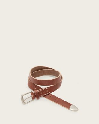 AllSaints Cow Leather Reed Leather Belt, Size: 32