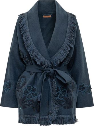 Alanui Nature in Bloom Cardi - Dames - Vesten - Blauw - S - Truien & Vesten