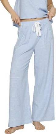 Eberjey Linen Blend Drawstring Lounge Pants in Gingham White/summer at Nordstrom, Size X-Small