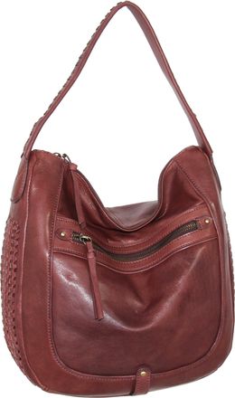 Nino Bossi Vintage Leather Woven Accent Hobo in Merlot