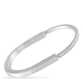 Tiffany & Co. Lock 18K White Gold 1.20ct Diamond Bangle Bracelet TI03-060326