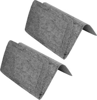 No Brand 2 Bolsas Organizadoras Para Mesita De Noche - Perchas De Almacenamiento Para Cama Y Sof&aacute; - Fieltro - Beige