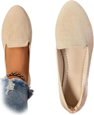 Generic Fall Flats Shoes for Women,Comfortable Suede Closed Pointed Toe Loafers Slip On Ballet Pumps Flat Walking Ballerina Casual Work Office Ladies Dress on