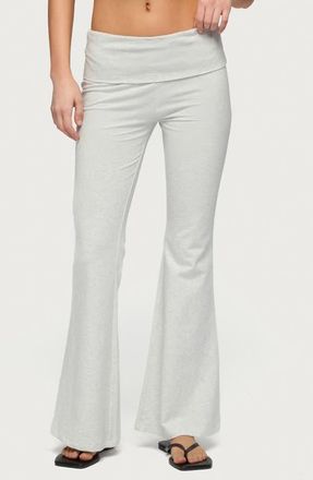 Edikted Naomi Foldover Flare Pants in Gray-Melange at Nordstrom, Size X-Small