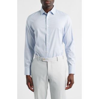 Mizzen+Main Hilton Open Check Cotton Blend Button-Up Shirt in Sky Cooper Plaid at Nordstrom, Size Medium