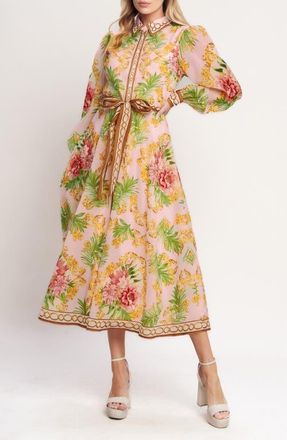 Flying Tomato Print Long Sleeve Maxi Shirtdress in Pink at Nordstrom, Size Small