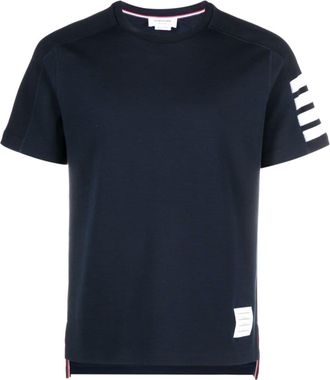 Thom Browne Kurzarm-T-Shirt mit 4-Stab-Streifen aus Milano-Baumwolle