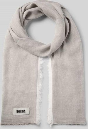 Drykorn Drykorn Schal mit Label-Detail und Fransen Modell PLINA in Oliv Melange, Gr&ouml;&szlig;e 1