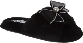 Badgley Mischka Badgley Mischka Womens Bow Comfort Slippers in Black at Nordstrom, Size 10