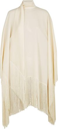Taller Marmo Ivory Fringed Crepe De Chine Dress, Dress, Ivory - One Size