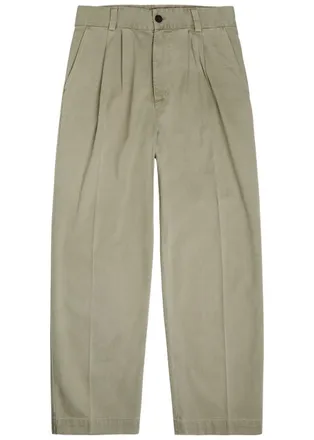 A Gold E Agolde Slater Pleated Straight-leg Cotton Trousers - Beige - 28 (W28 / XS)
