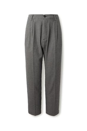 Massimo Alba Stan Straight-Leg Pleated Houndstooth Cotton Trousers