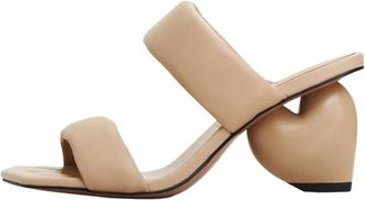 Cesare Gaspari Sandalen met blokhak Isla - Dames - Muiltjes - Beige - 39 EU - Leer - Schoenen