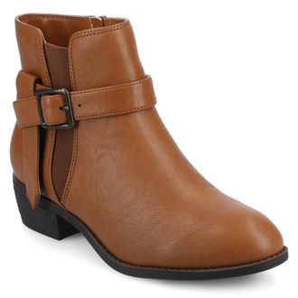 Journee Collection Womens Devina Medium and Wide Width Buckle Detail Ankle Booties