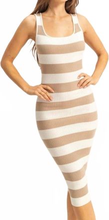 HYFVE Haley Striped Color Bodycon Maxi Dress In Taupe