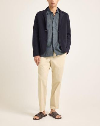 Orlebar Brown Rainer Pique Tailored Fit Merino Knitted Blazer in Night Iris at Nordstrom, Size Xx-Large