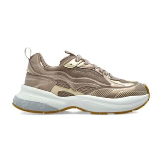 Emporio Armani Mesh Trainers with Laminated Details and Signature Logo - female - Emporio Armani - Sneakers - Brown - 5 UK - Shoes
