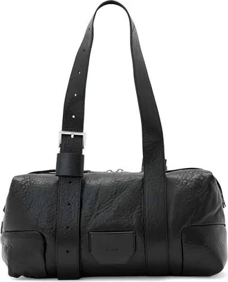 AllSaints Ares Grain Leather Shoulder Bag in Black/silver at Nordstrom
