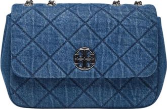 Tory Burch Tassen, Dames, Blauw, ONE Size, Denim, Willa Denim Crossbody Tas