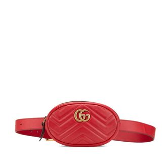 Gucci Gg Marmont Red Color Leather Sling Bag (Pre-Owned)