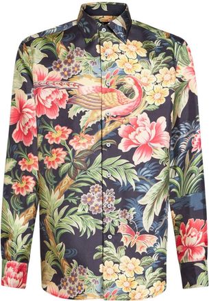 Etro floral-print silk shirt - men - Silk - 39 - Black