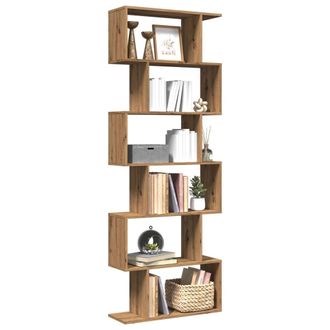 Berkfield Home Room Divider Bookcase 6-Tier Artisan Oak 70x24x193 cm Engineered Wood in Brown | Size: 70 x 24 x 193 cm