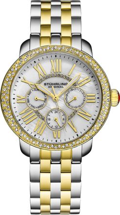 St&uuml;hrling Womens Sonata 4081 Ladies 38mm - Silver & Gold Stainless Steel - One Size