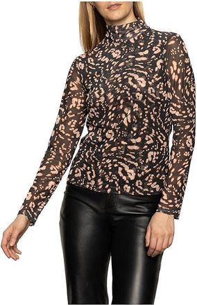 Sanctuary Long Sleeve Mesh Mock Womens Clothing Nocturnal : LG (US 10-12), Mesh/Polyester/Spandex