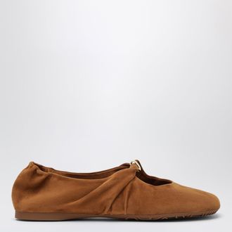 Loewe Pebble Soft suede goatskin ballet flats in tan