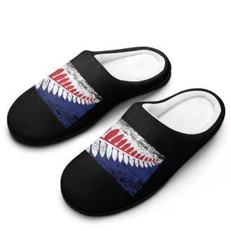 Generic New Zea-land Maori Fern Flag Fashion Cotton Slippers for Women Memory Foam House Slippers Non-Slip House Bedroom Shoes