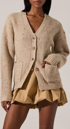 ASTR the Label Saffi V-Neck Cardigan in Oatmeal Multi at Nordstrom, Size X-Small