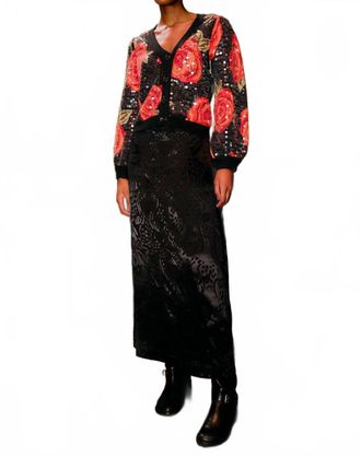 Farm Rio Midnight Leopards Jacquard Maxi Skirt In Black