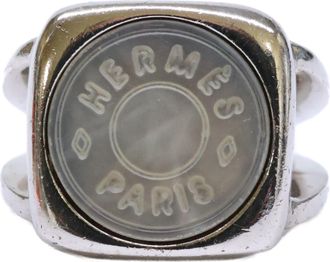 Herm&egrave;s Silver Metal Band Ring (Pre-Owned)