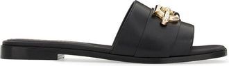 Ferragamo Gancini-plaque leather slides - women - Lambskin/Lambskin - 11C - Black