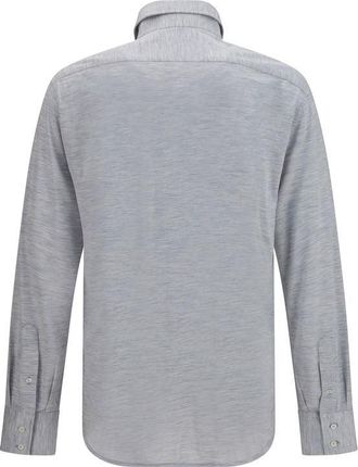 Brunello Cucinelli Mens Gray Silk Dress Shirt